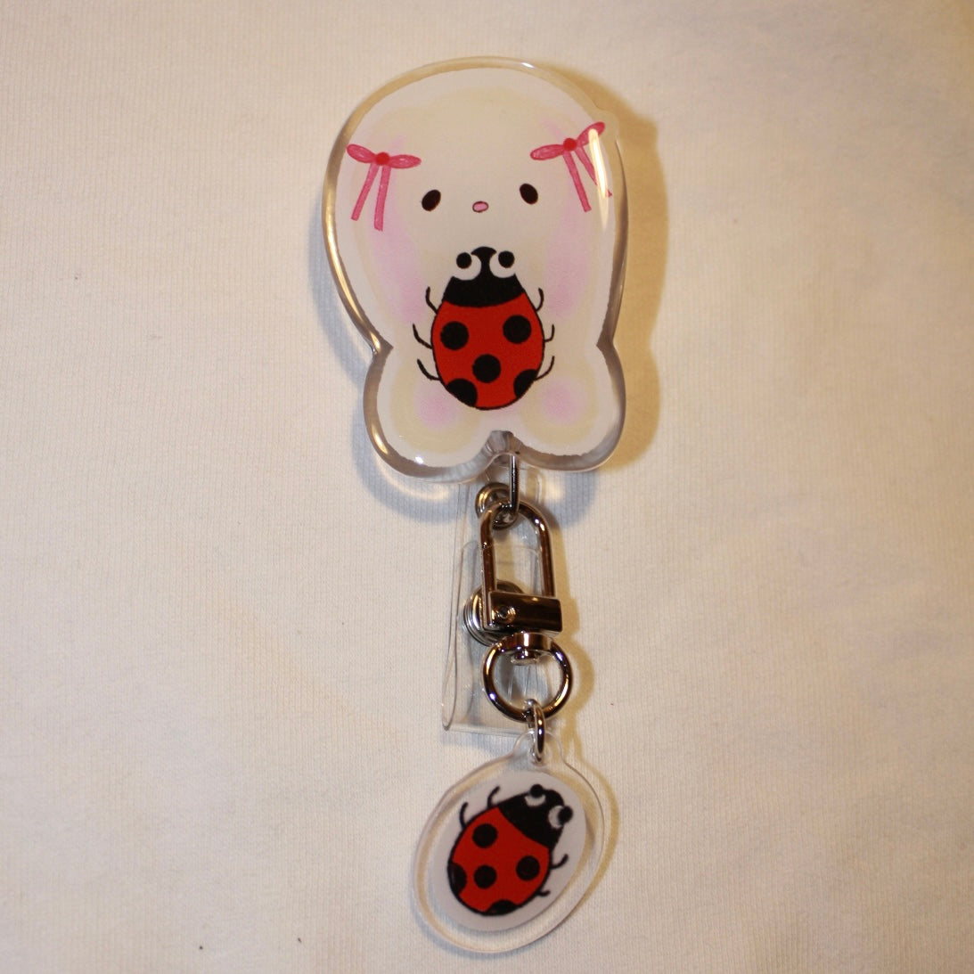 Bunny Bug Badge Reel with ladybug 🐞