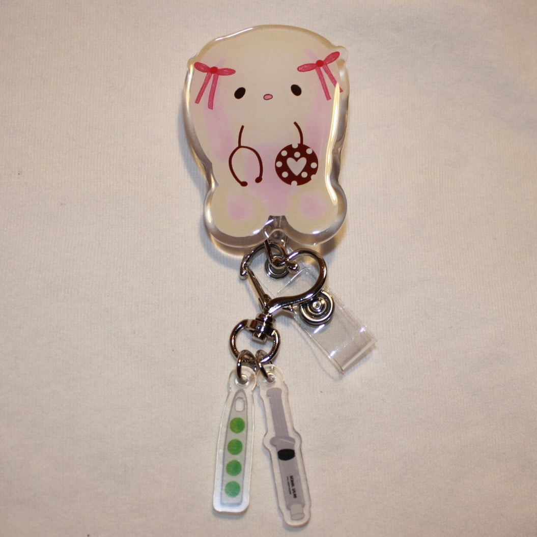 Bunny with Stethoscope Badge Reel 🎀🐇🩺