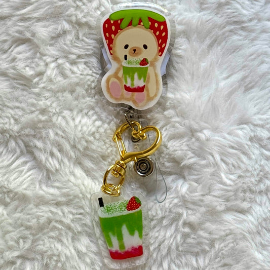 Strawberry Matcha Teddy Badge Reel 🍵🍓