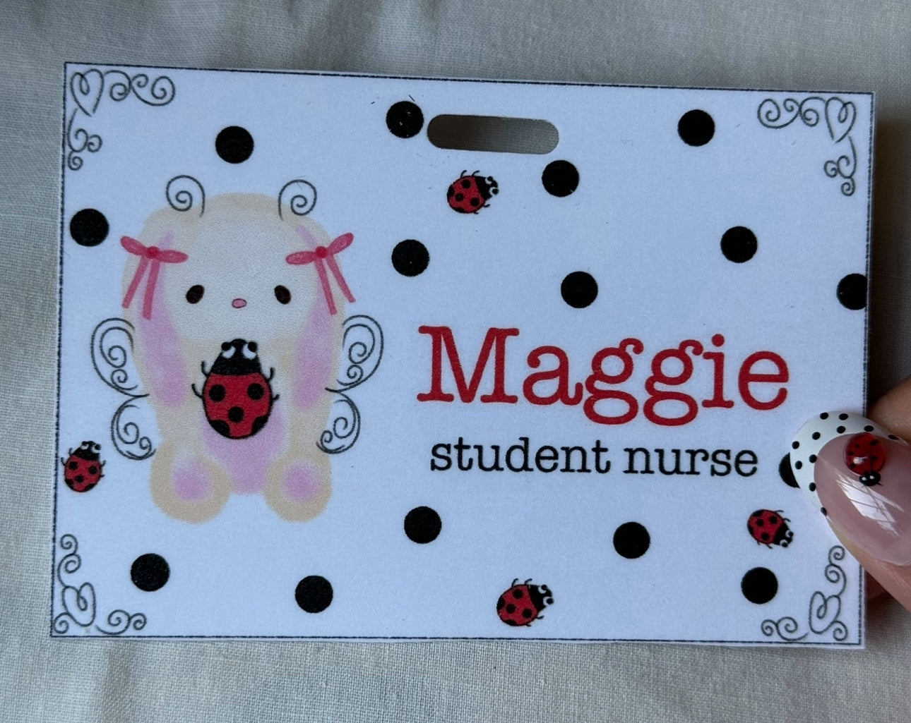 Bunny Bug Custom Name Badge 🐇🐞