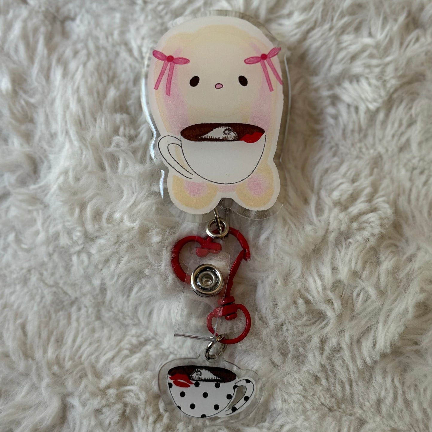 Bunny Coffee Badge Reel with coffee ☕️💋