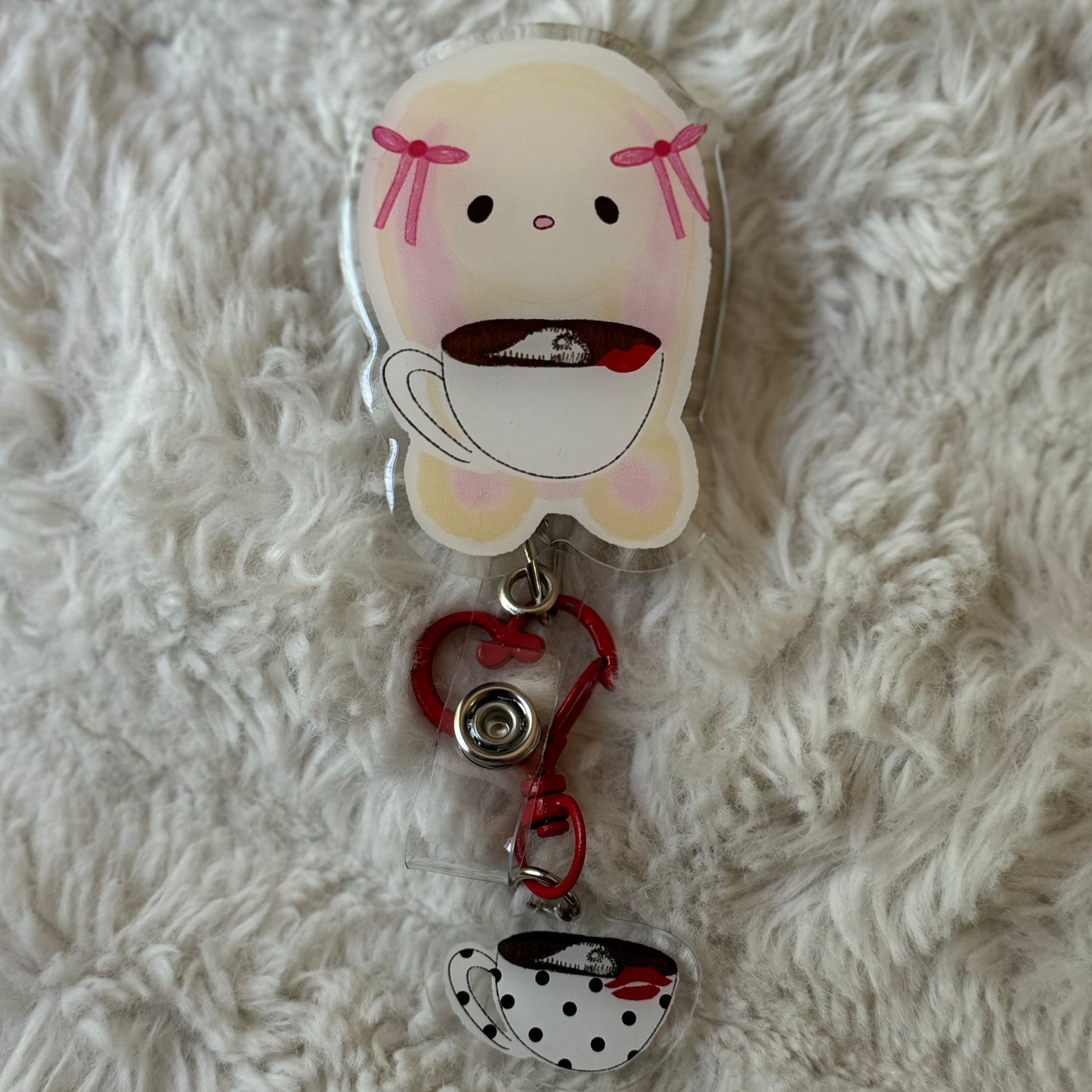 Bunny Coffee Badge Reel with coffee ☕️💋
