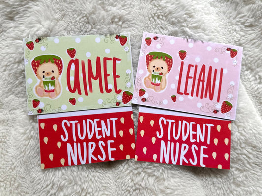 Strawberry Custom Name Badge Set