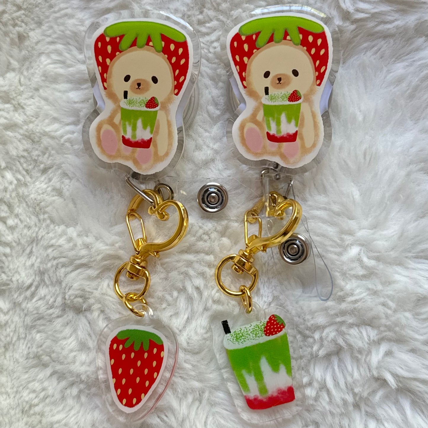 Strawberry Matcha Teddy Badge Reel 🍵🍓