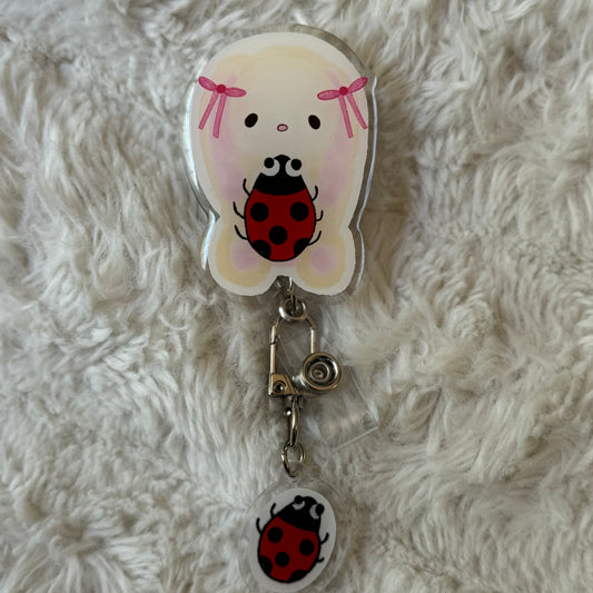 Bunny Bug Badge Reel with ladybug 🐞
