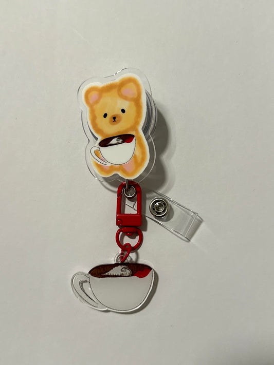 Teddy Coffee Badge Reel 🧸☕️