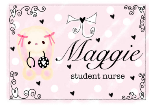 Stethoscope Bunny Custom Name Badge 🐇🖤🎀🩺