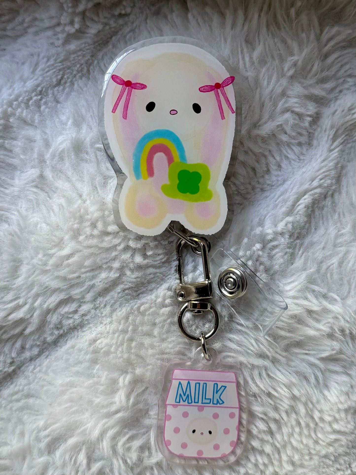 Bunny Cereal Badge Reel 🥛🥣🍨🍀🎀